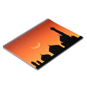 Mosque Silhouette Evening Sky - Notebook Notizblock