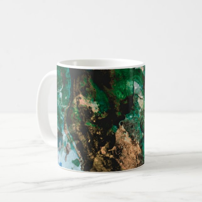 Moss Agate Green Crystal Geode Abstrakt Kaffeetasse (Vorderseite Links)