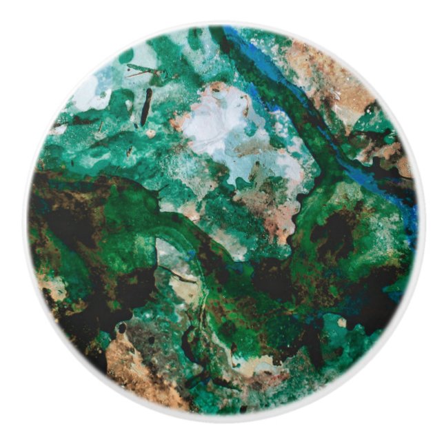Moss Agate Green Crystal Geode Abstrakt Keramikknauf (Vorderseite)