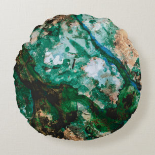 Moss Agate Green Crystal Geode Abstrakt Rundes Kissen