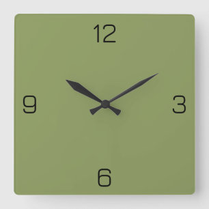 Moss Green 8A9A5B Color - Option zum Hinzufügen vo Quadratische Wanduhr