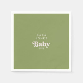 Moss Green Baby Dusche Cocktail Serviette