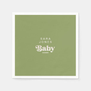 Moss Green Baby Dusche Cocktail Serviette