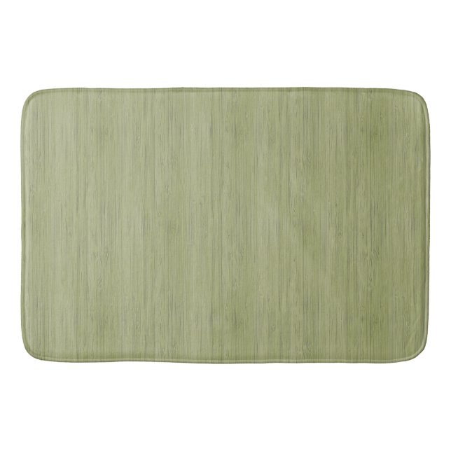 Moss Green Bamboo Holz Grain Look Badematte (Vorderseite)