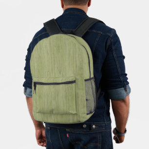 Moss Green Bamboo Holz Grain Look Bedruckter Rucksack