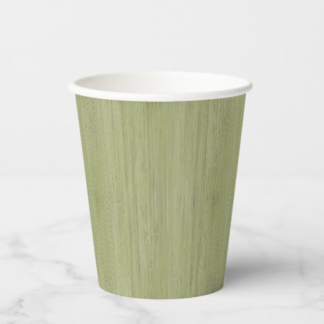 Moss Green Bamboo Holz Grain Look Pappbecher (Vorderseite)