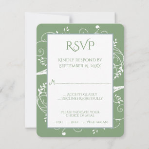 Moss Green Blüh Wedding RSVP Card