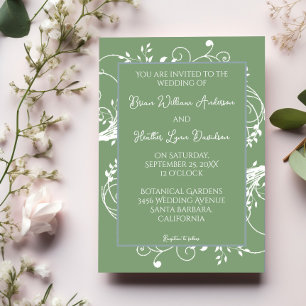 Moss Green Blühe Hochzeitseinladung Einladung
