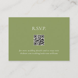 Moss Green Contemporary QR Code Wedding RSVP II Begleitkarte