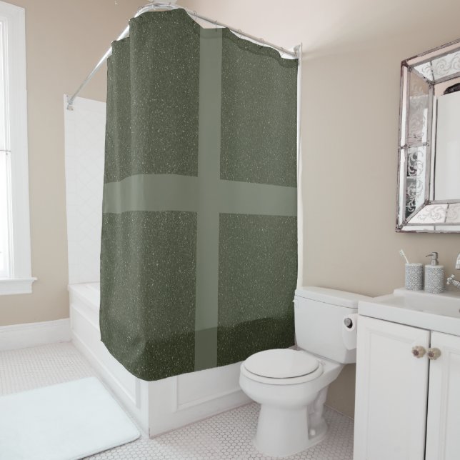 Moss Green Cross Muster Duschvorhang (Beispiel)