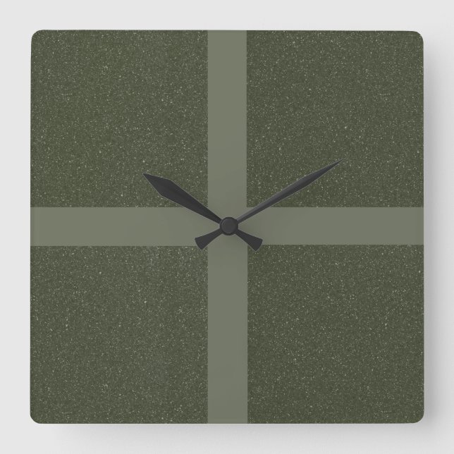Moss Green Cross Wand Clock Quadratische Wanduhr (Vorderseite)