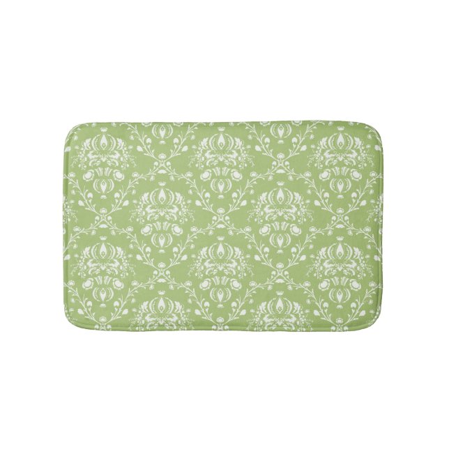 Moss Green Damask Badematte (Vorderseite)