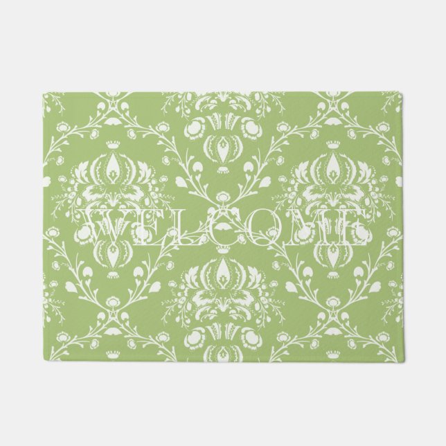 Moss Green Damask Fußmatte (Vorderseite)