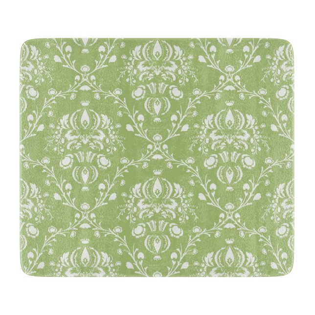 Moss Green Damask Schneidebrett (Vorderseite)