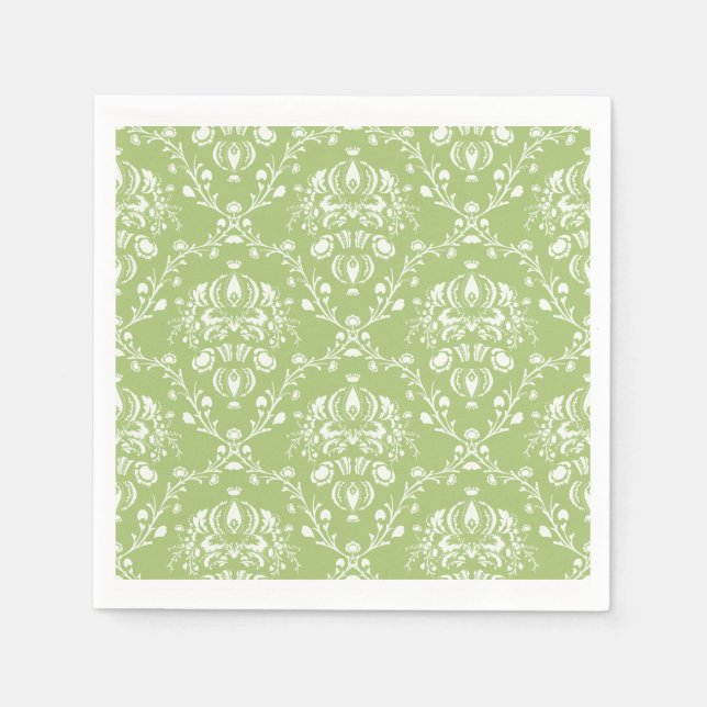 Moss Green Damask Serviette (Vorderseite)