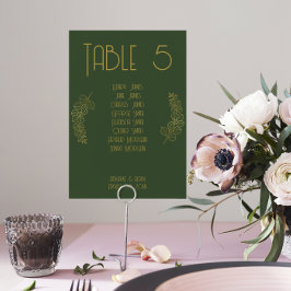 Moss Green Elegant Classic Wedding Tischnummer