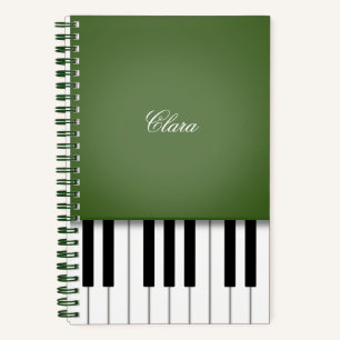 Moss Green Elegant Piano Keyboard Personalisiert Notizbuch