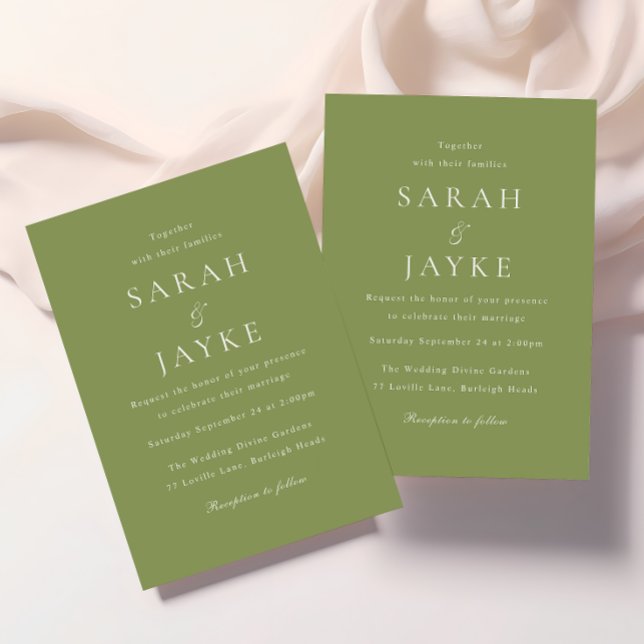 Moss Green Elegant Wedding Einladung (Von Creator hochgeladen)