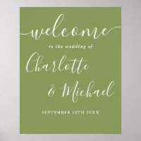 Moss Green Elegante Moderne Hochzeit Begrüßungszei