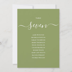 Moss Green Elegante Tischnummer Seating Chart