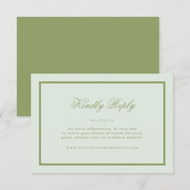 Moss Green Estate Online RSVP Card Begleitkarte (Vorne/Hinten)
