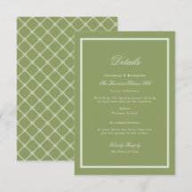 Moss Green Estate Wedding Details Card