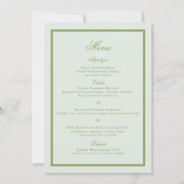 Moss Green Estate Wedding Menu Card Einladung