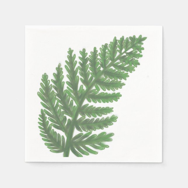 Moss Green Fern Wasserfarbe botanisch Serviette (Vorderseite)