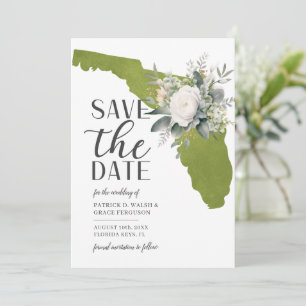 Moss Green Floral Florida Hochzeit in Urlaubsort Save The Date