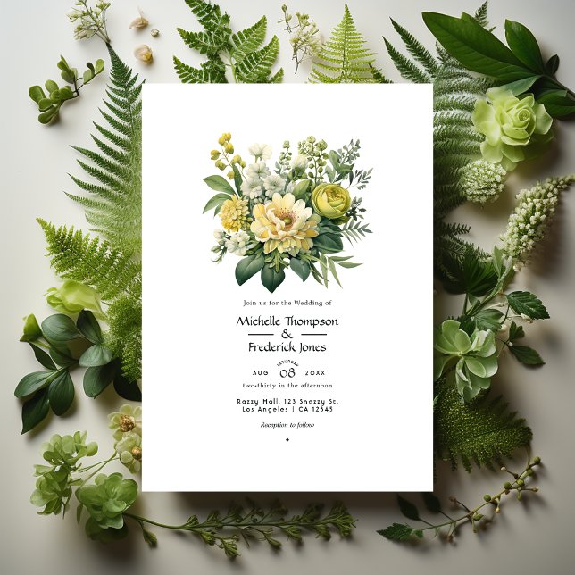 Moss Green Floral Wedding Einladung (Von Creator hochgeladen)