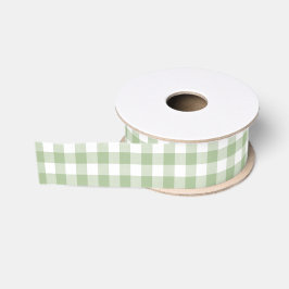 Moss Green Gingham Grosgrain Ribbon Ripsband