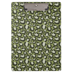 Moss Green Glamorous Leopard Spots Animal Print Klemmbrett