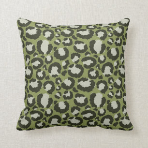 Moss Green Glamour Leopard Spots Tierdruck Kissen