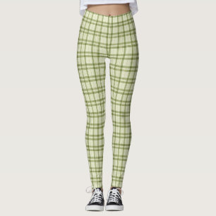 Moss Green Kariert Leggings
