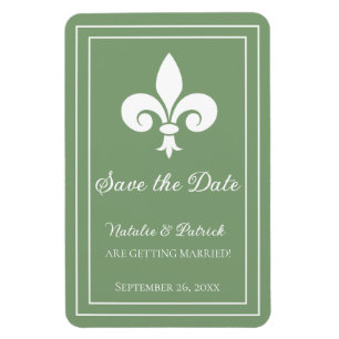 Moss Green Lilie Save the Date Magnet