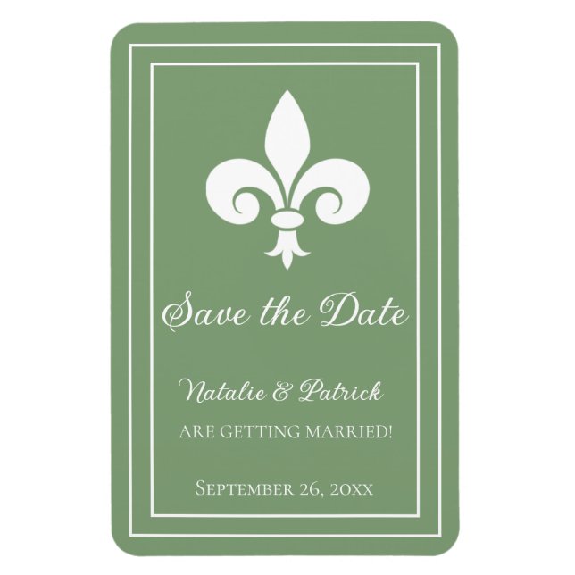 Moss Green Lilie Save the Date Magnet (Vertikal)
