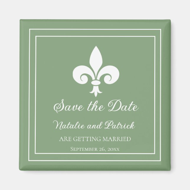 Moss Green Lilie Save the Date Magnet (Vorne)