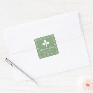 Moss Green Lilie Save the Date Stickers