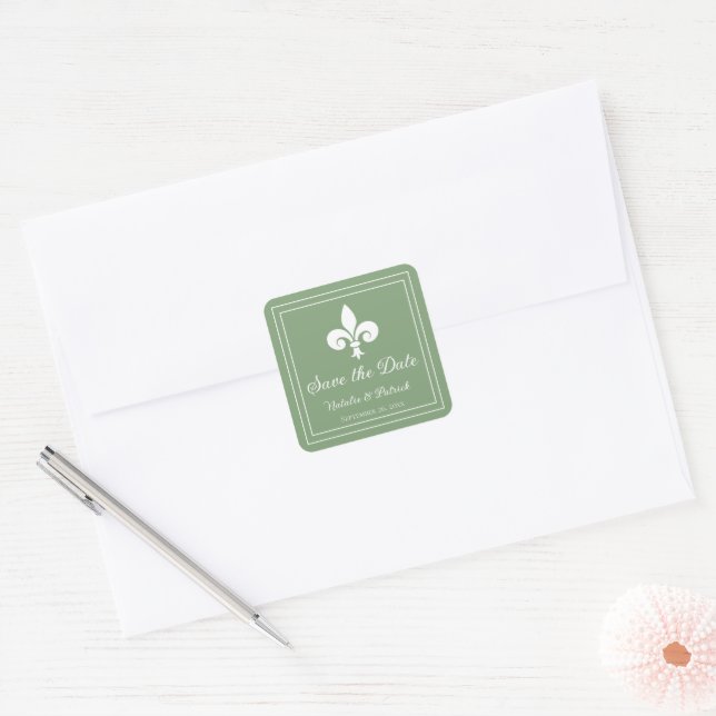 Moss Green Lilie Save the Date Stickers (Umschlag)