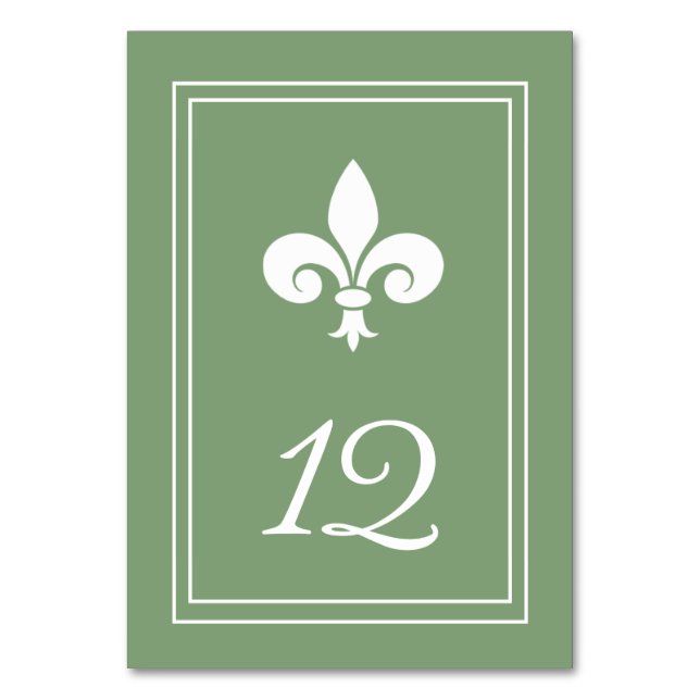 Moss Green Lilie Tischnummer Card (Vorderseite)