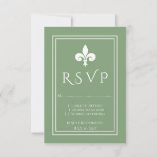 Moss Green Lilie Wedding RSVP Card