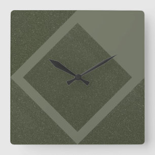 Moss Green Minimal Diamond Wall Clock Quadratische Wanduhr