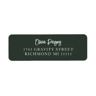Moss Green Modern Hand Letter Script Address