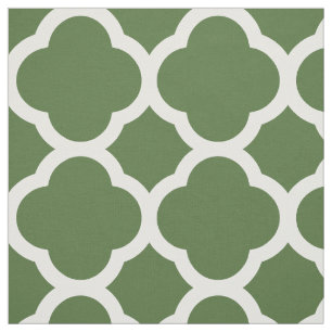 Moss Green Modern Quatrefolie Grosses Format Stoff