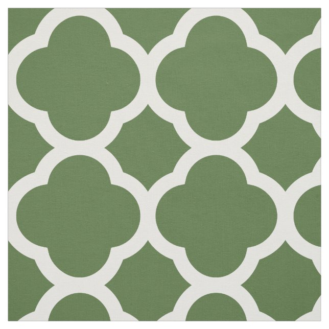 Moss Green Modern Quatrefolie Grosses Format Stoff (Muster)