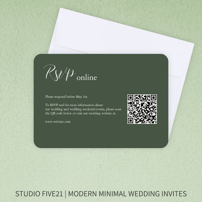 Moss Green ・ Moderne Hochzeit RSVP Karte (Von Creator hochgeladen)