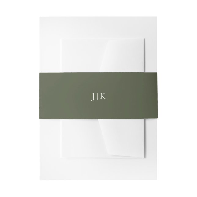 Moss Green Monogram Einladungsbanderole (Vorderseite Beispiel)