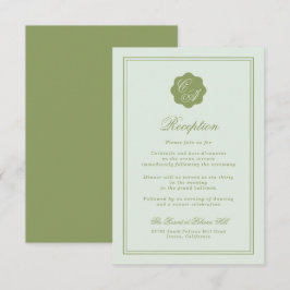 Moss Green Monogram Reception Card Begleitkarte