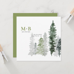 Moss Green Monogram Save the Date Square