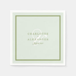 Moss Green Monogram Wedding Napkin Serviette